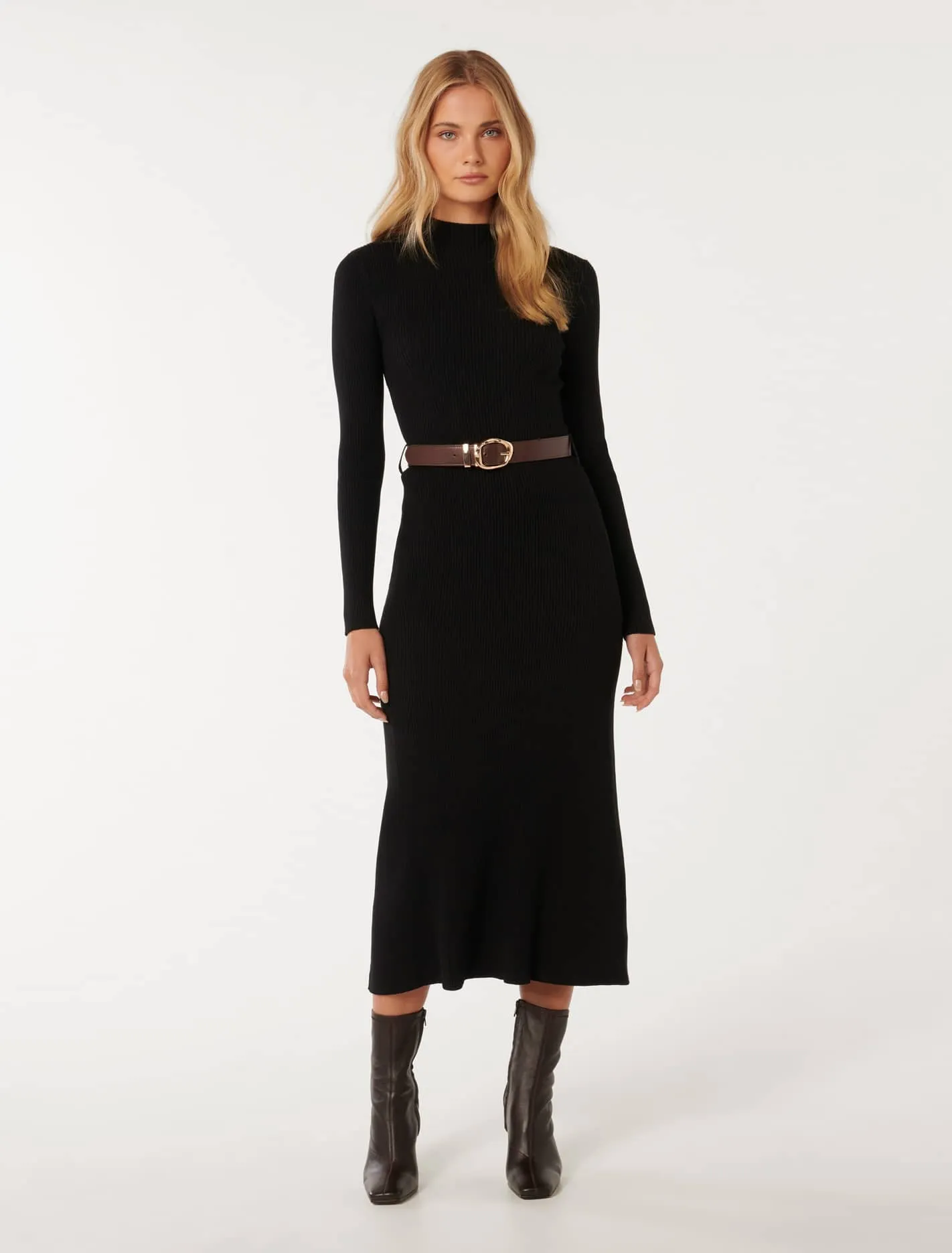 Luisa Fit And Flare Belted Midi Dress