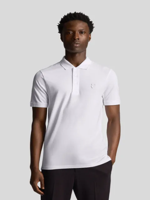 Lyle & Scott Tonal Eagle Polo Shirt/White - CORE SS24