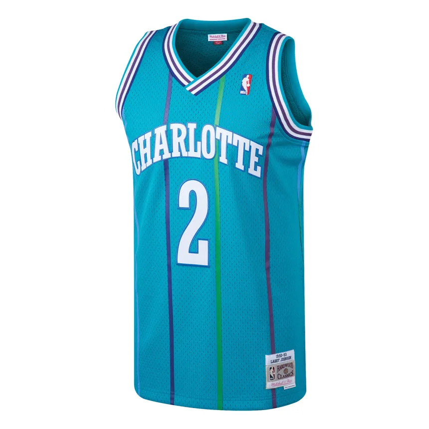 Men's Mitchell & Ness Larry Johnson Charlotte Hornets Teal 1992-93 Hardwood Classics Swingman Jersey