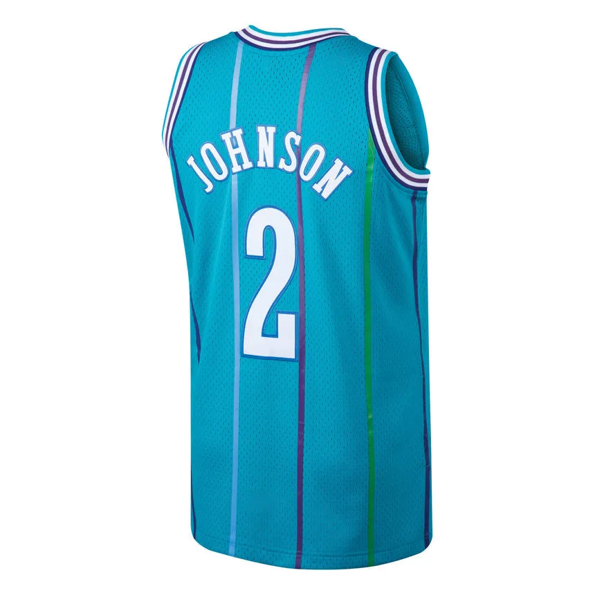 Men's Mitchell & Ness Larry Johnson Charlotte Hornets Teal 1992-93 Hardwood Classics Swingman Jersey