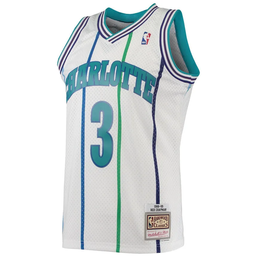 Mens Rex Chapman Charlotte Hornets 1988-89 White Swingman Replica Jersey By Mitchell & Ness