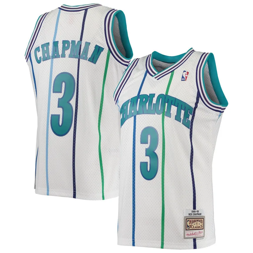 Mens Rex Chapman Charlotte Hornets 1988-89 White Swingman Replica Jersey By Mitchell & Ness