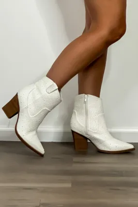 Mia Dawson Pearled Western Bootie : White Nova