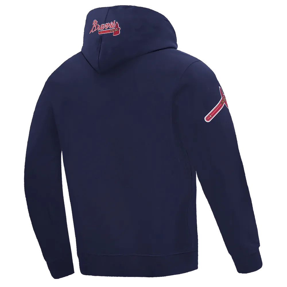 MLB ATLANTA BRAVES OLD ENGLISH MEN'S PO HOODIE (MIDNIGHT NAVY)