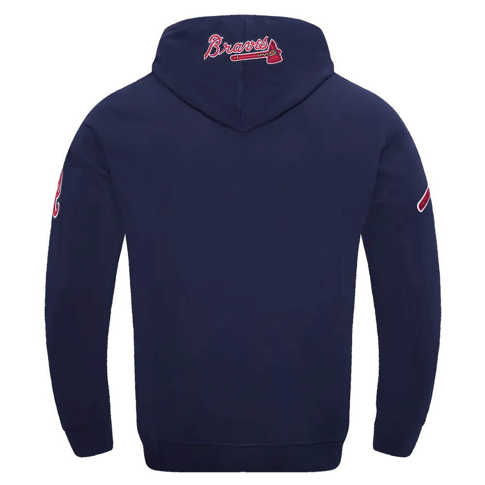 MLB ATLANTA BRAVES OLD ENGLISH MEN'S PO HOODIE (MIDNIGHT NAVY)