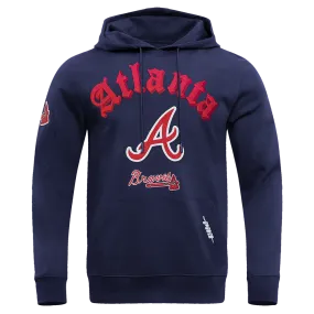 MLB ATLANTA BRAVES OLD ENGLISH MEN'S PO HOODIE (MIDNIGHT NAVY)