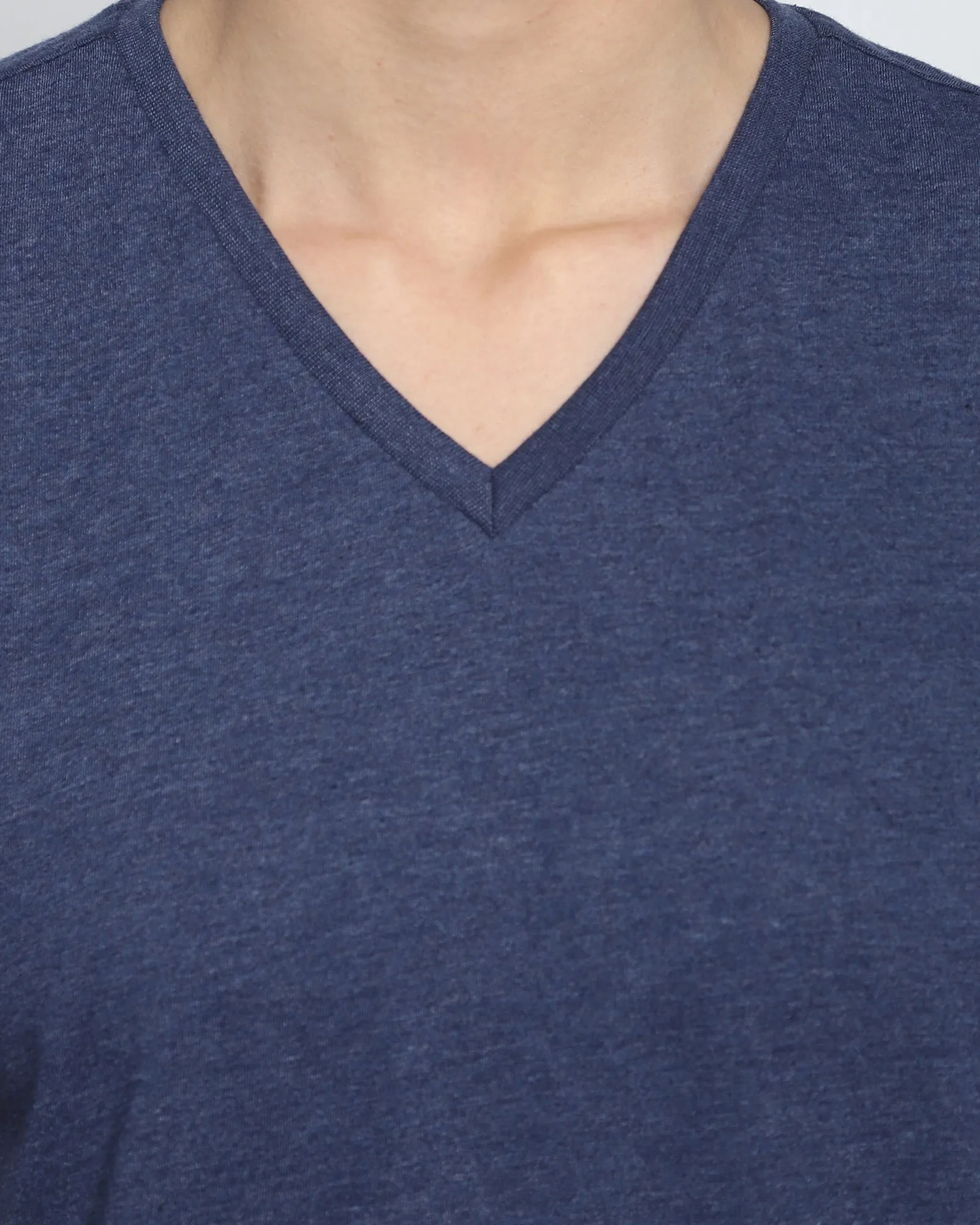 My Man's V Neck: Melange Navy Blue