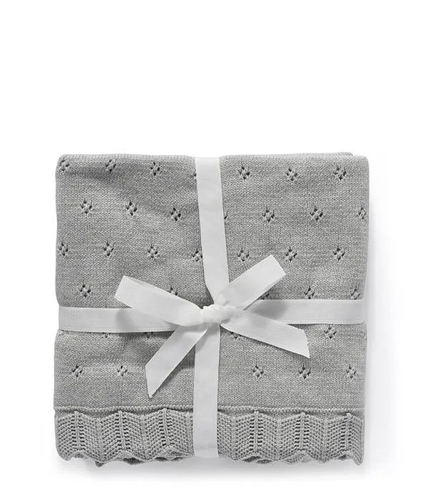 Nana Huchy | Pointelle Frill Blanket- Sky Grey