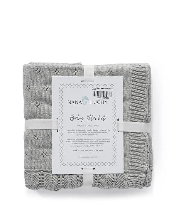 Nana Huchy | Pointelle Frill Blanket- Sky Grey