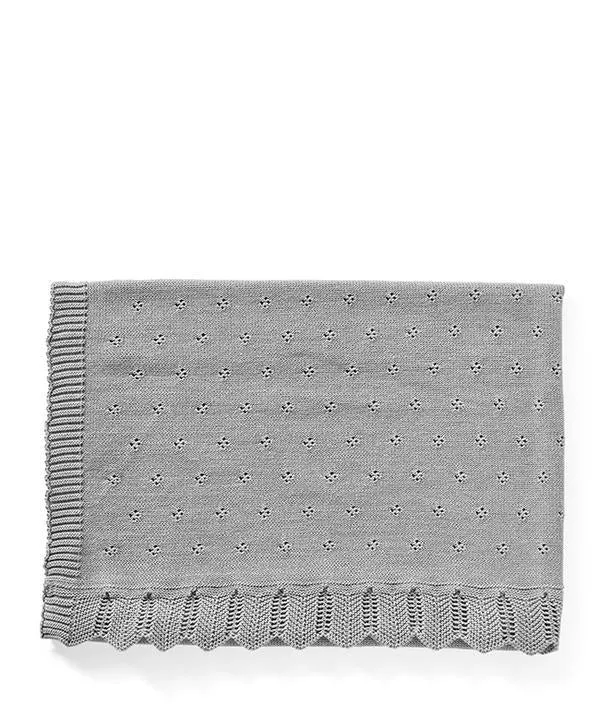 Nana Huchy | Pointelle Frill Blanket- Sky Grey