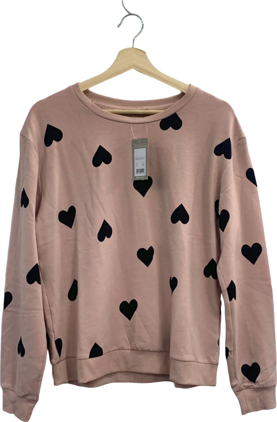 New Look Pink Heart Pattern Sweatshirt UK 12