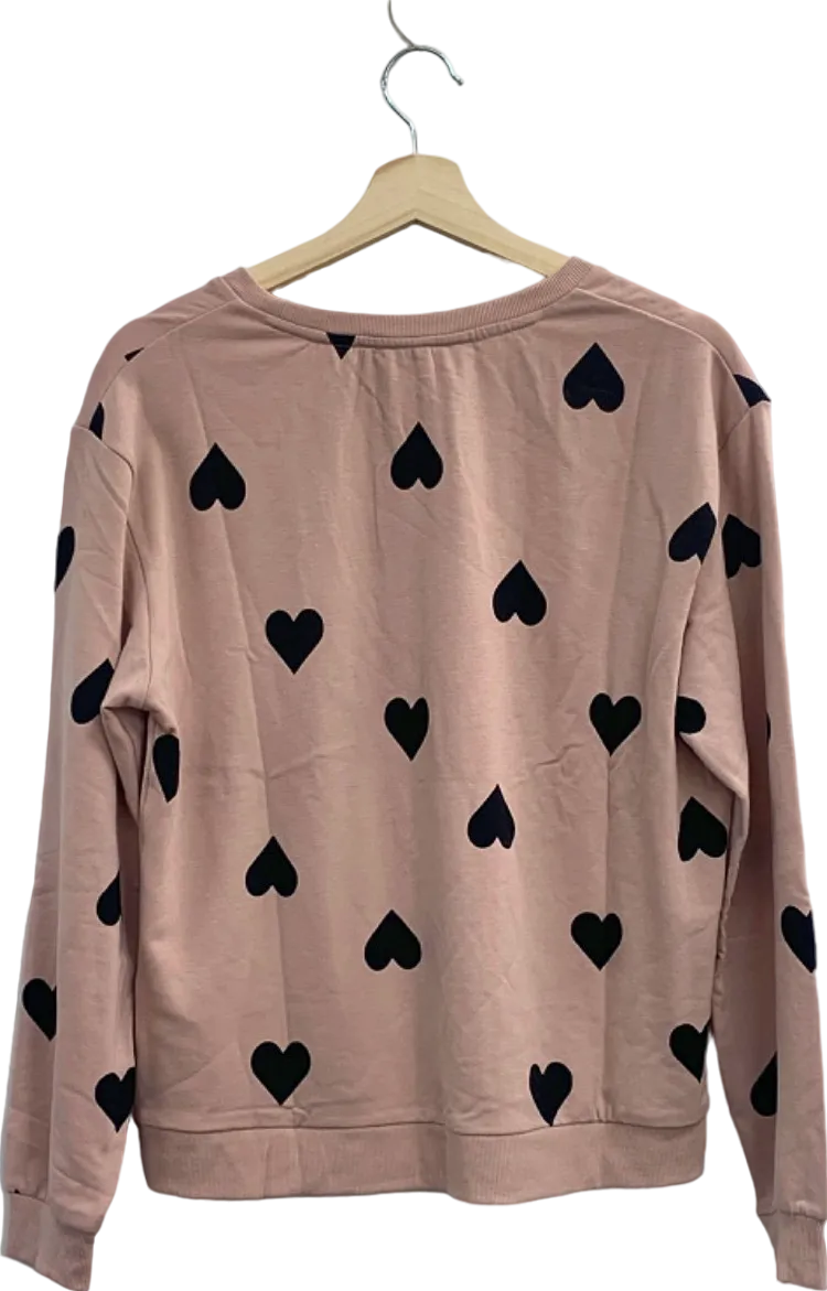 New Look Pink Heart Pattern Sweatshirt UK 12