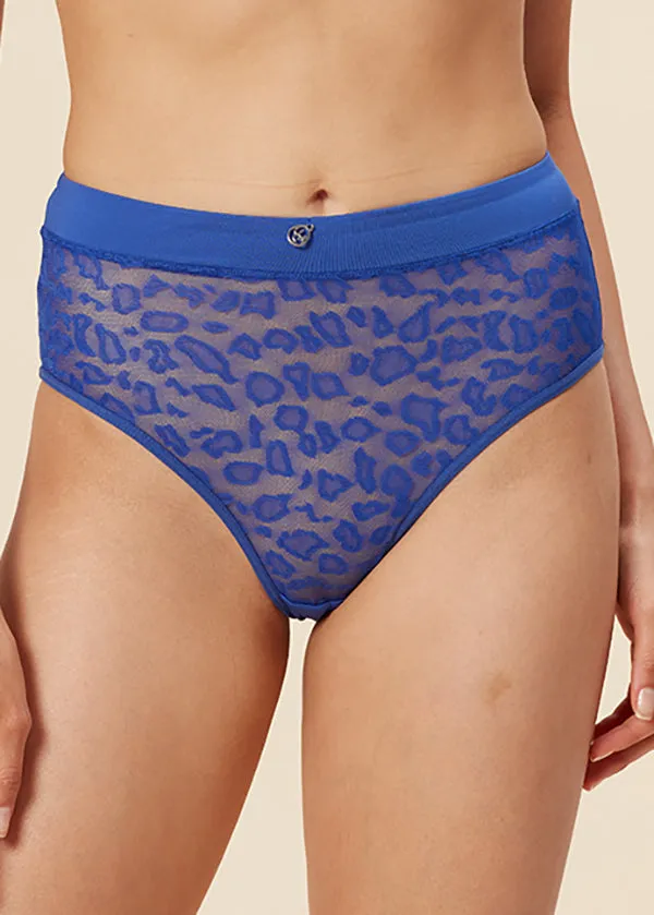 NOVA Leopard-Pattern Mesh Sexy High Waist Brief