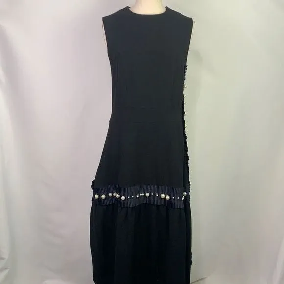 NovaNWT Black Drop Waist Pearl Trim Dress