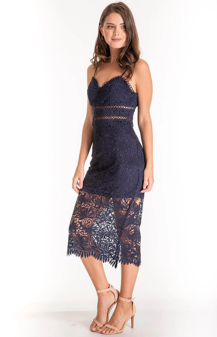 Olivia Lace Dress - Navy