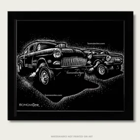 Original Drag Racing Gasser Art "Chevy Gas #2"