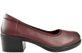 Pantofi casual, dama, PASS COLLECTION, X430013C bordo, piele naturala, cu toc