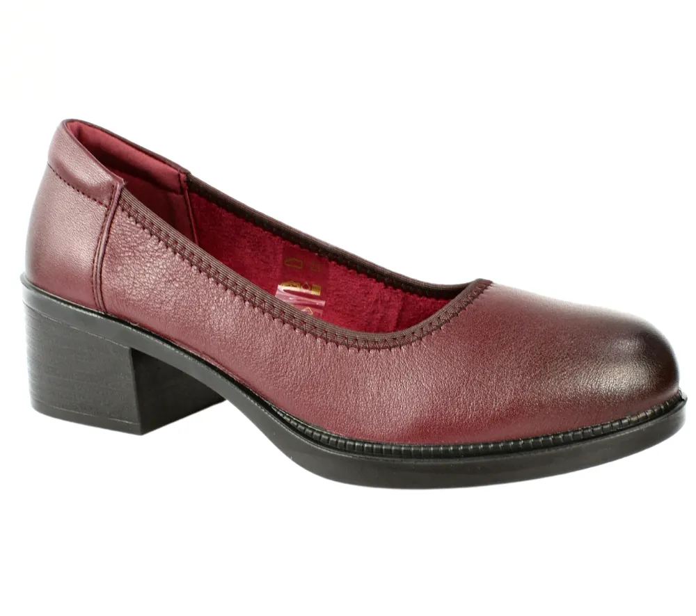 Pantofi casual, dama, PASS COLLECTION, X430013C bordo, piele naturala, cu toc