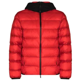 'Provens' Down Jacket Writing Hood Red & Black