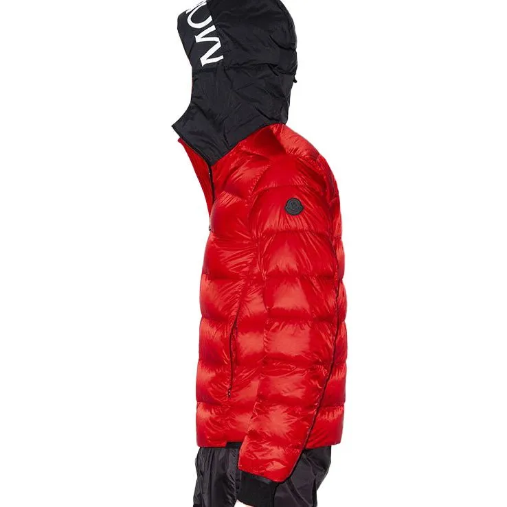 'Provens' Down Jacket Writing Hood Red & Black