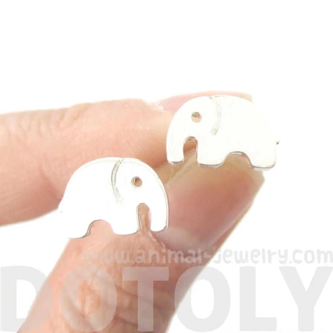 Simple Elephant Animal Shaped Stud Earrings in Silver | DOTOLY