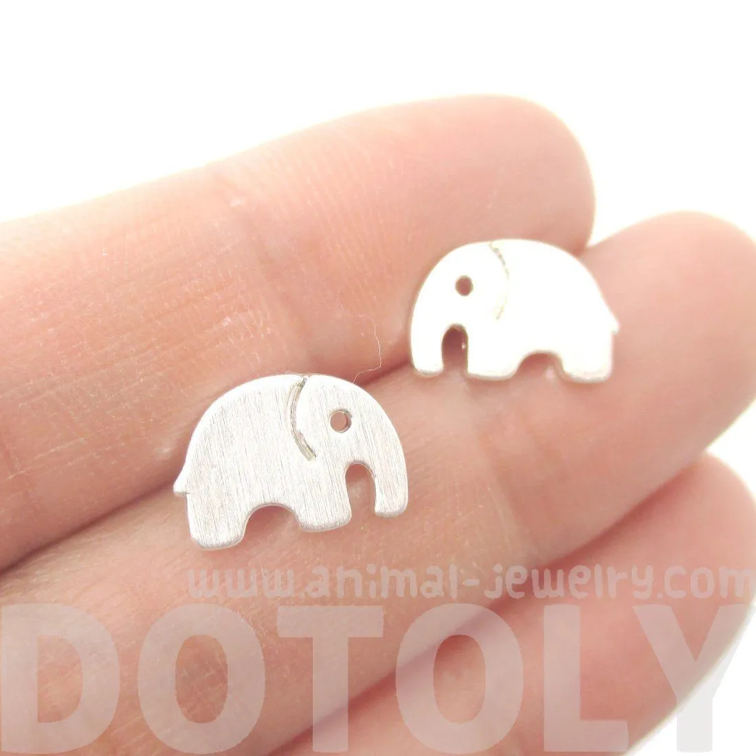 Simple Elephant Animal Shaped Stud Earrings in Silver | DOTOLY