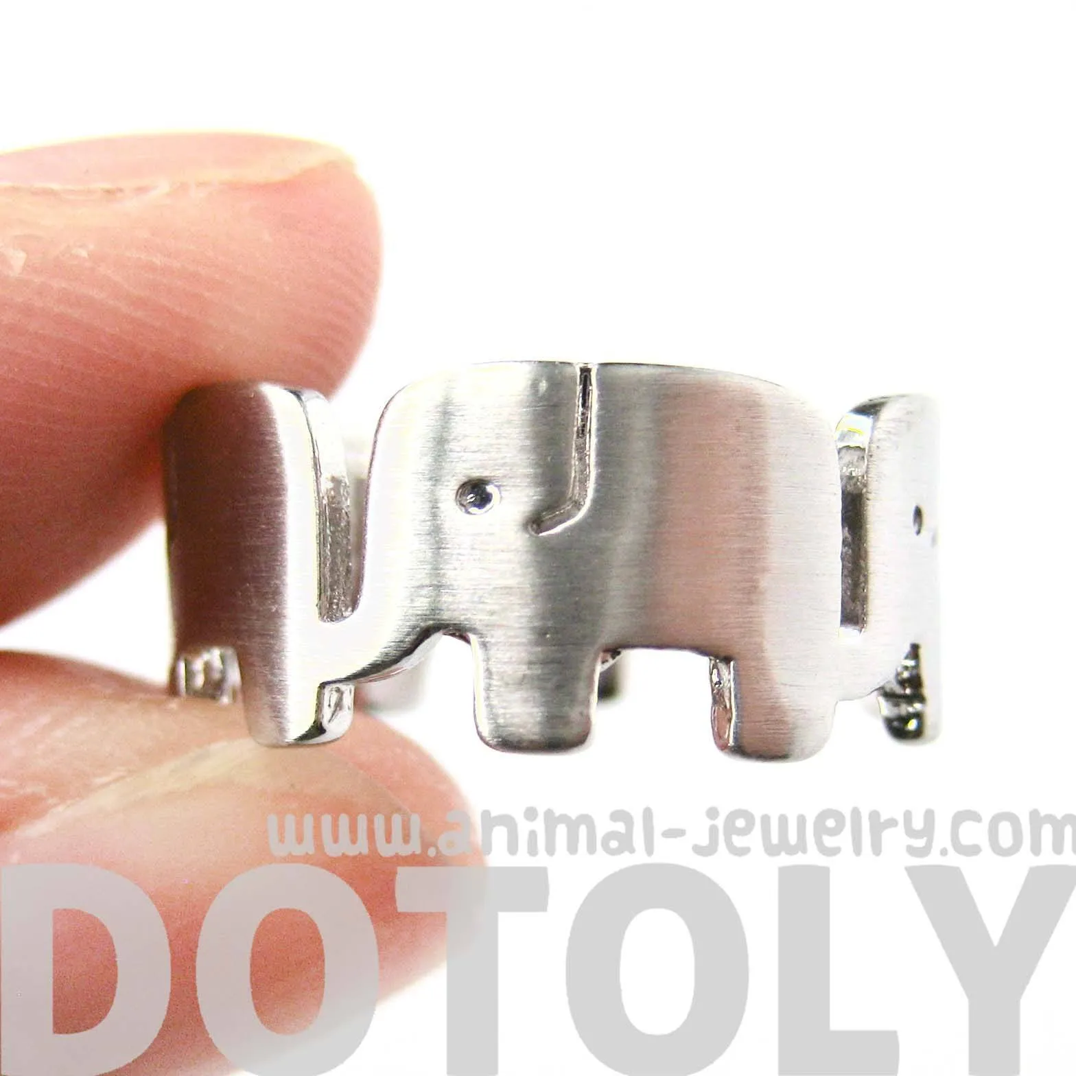 Simple Elephant Family Parade Animal Ring in Silver - US Size 6 to 8 Available