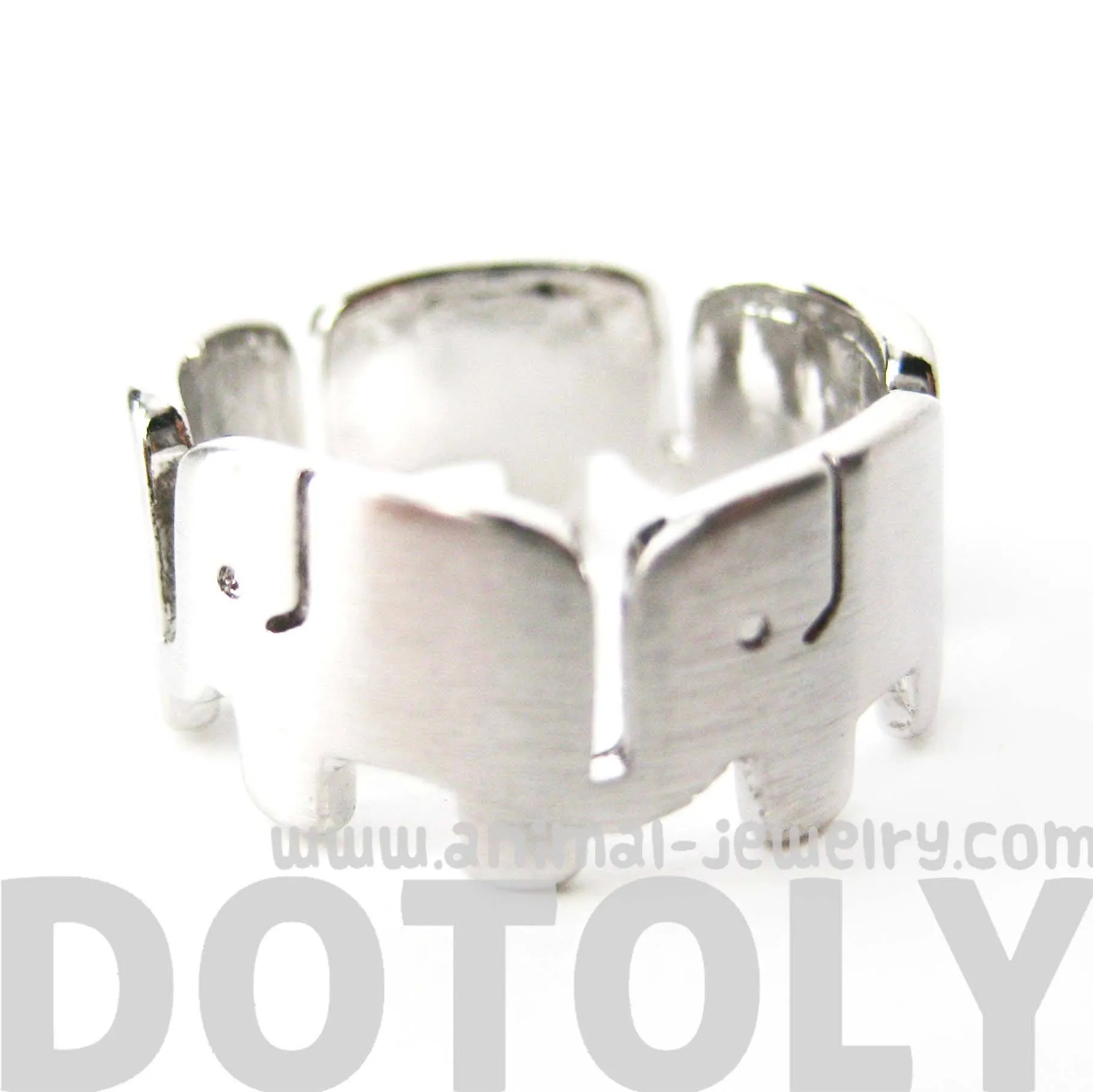 Simple Elephant Family Parade Animal Ring in Silver - US Size 6 to 8 Available