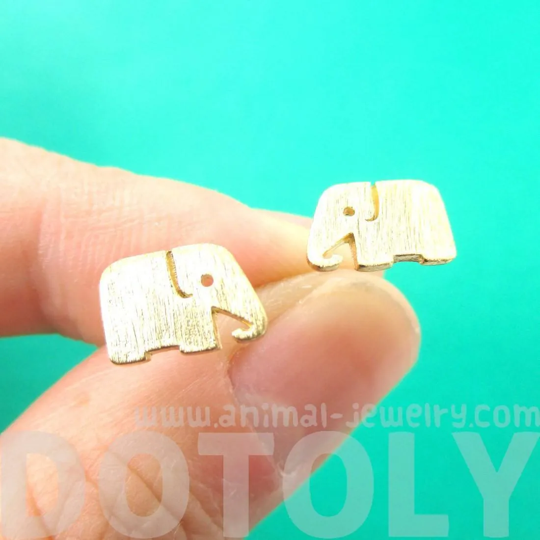 Simple Elephant Silhouette Shaped Stud Earrings in Gold | Allergy Free