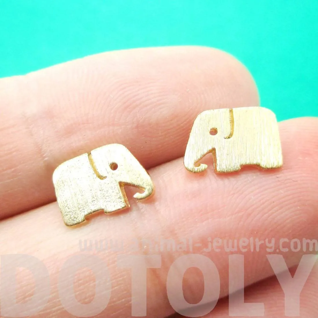 Simple Elephant Silhouette Shaped Stud Earrings in Gold | Allergy Free