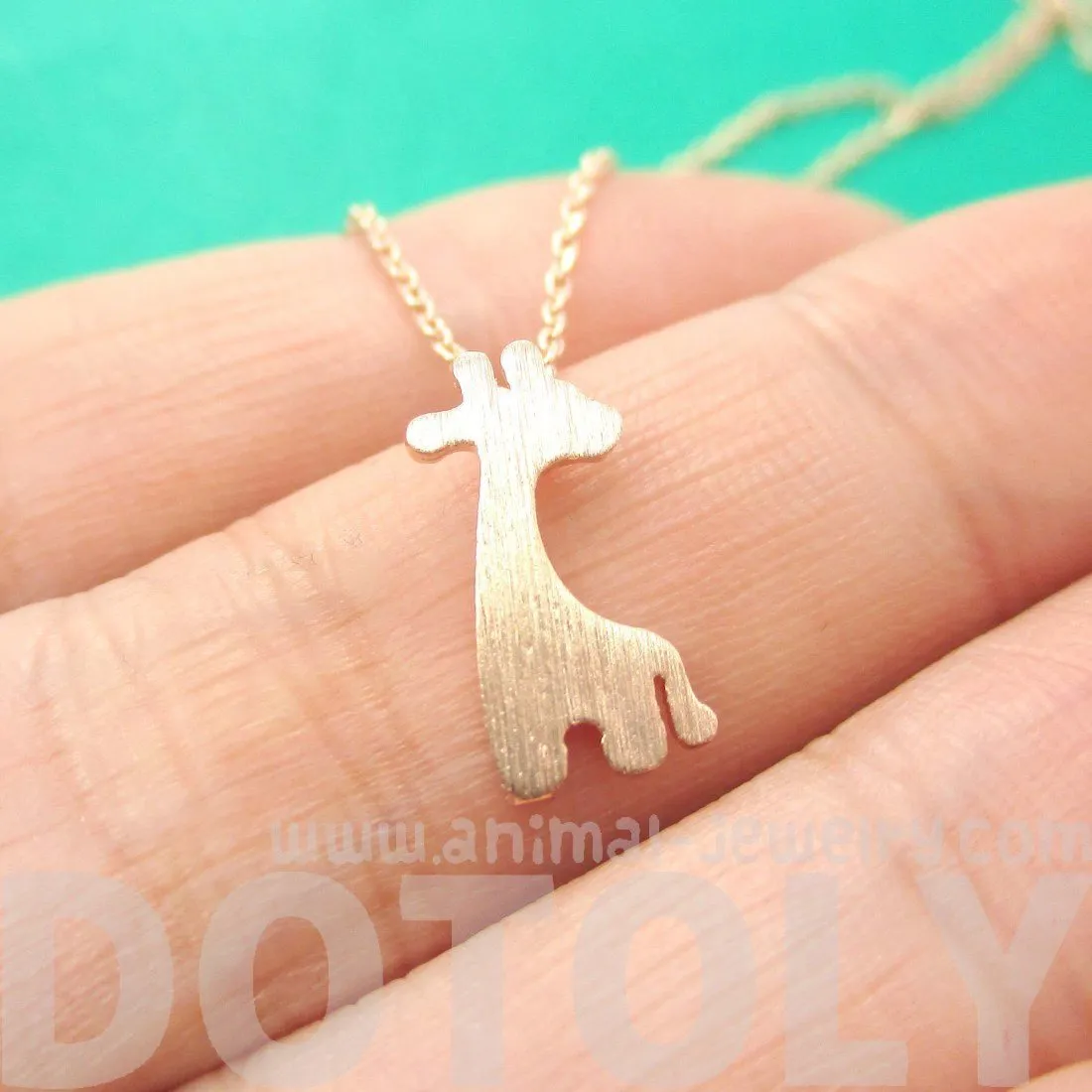 Simple Giraffe Silhouette Shaped Pendant Necklace in Rose Gold | Animal Jewelry