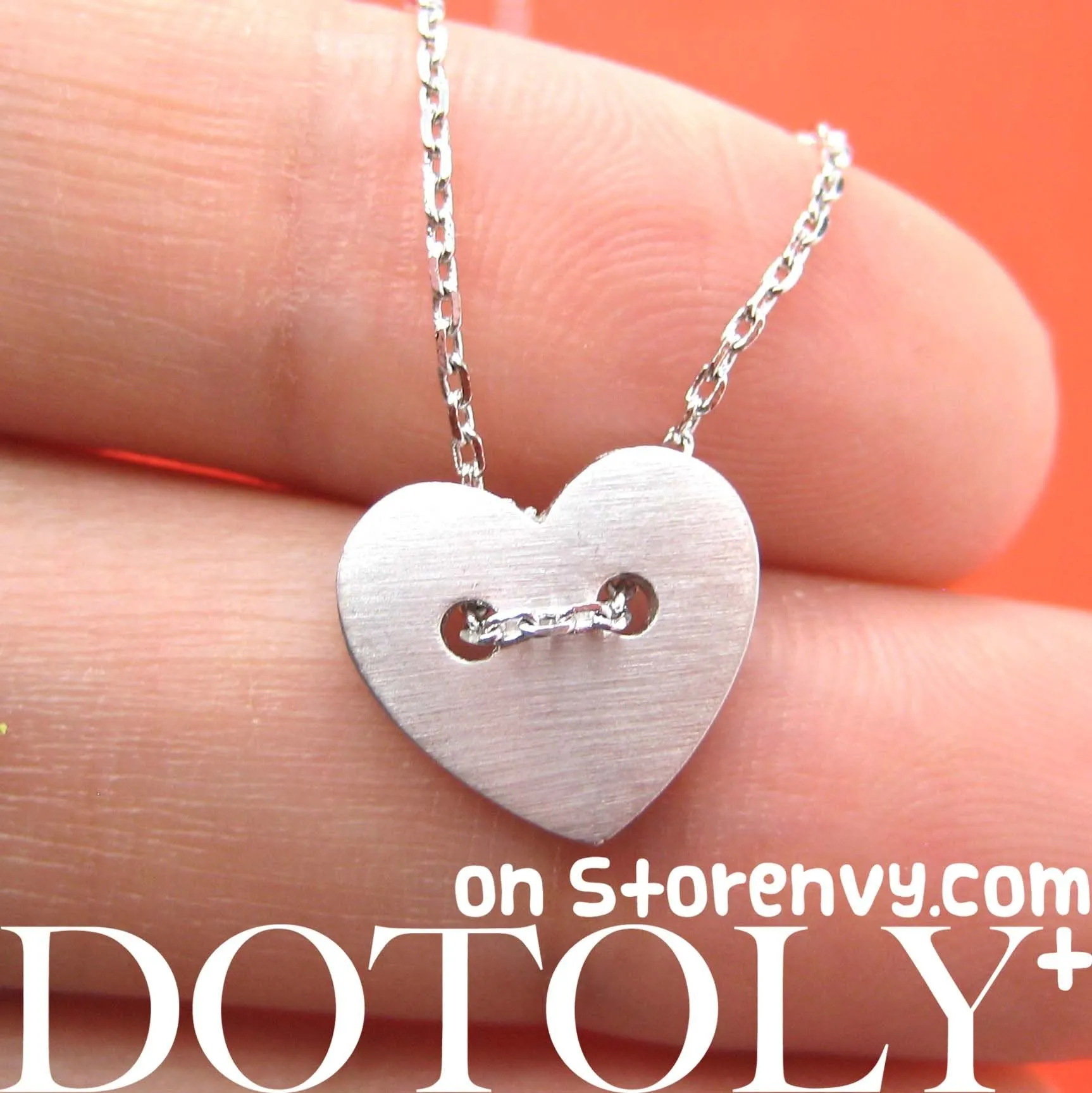 Simple Heart Shaped Button Pendant Necklace in Silver | DOTOLY