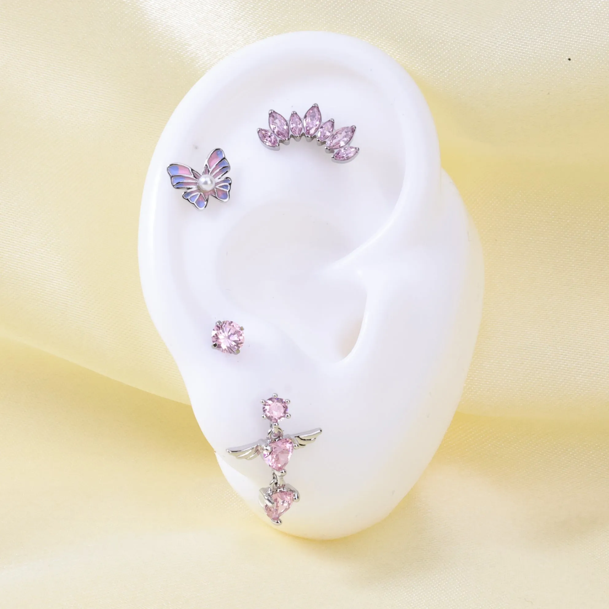 Small Violet Butterfly Screw Back Earring