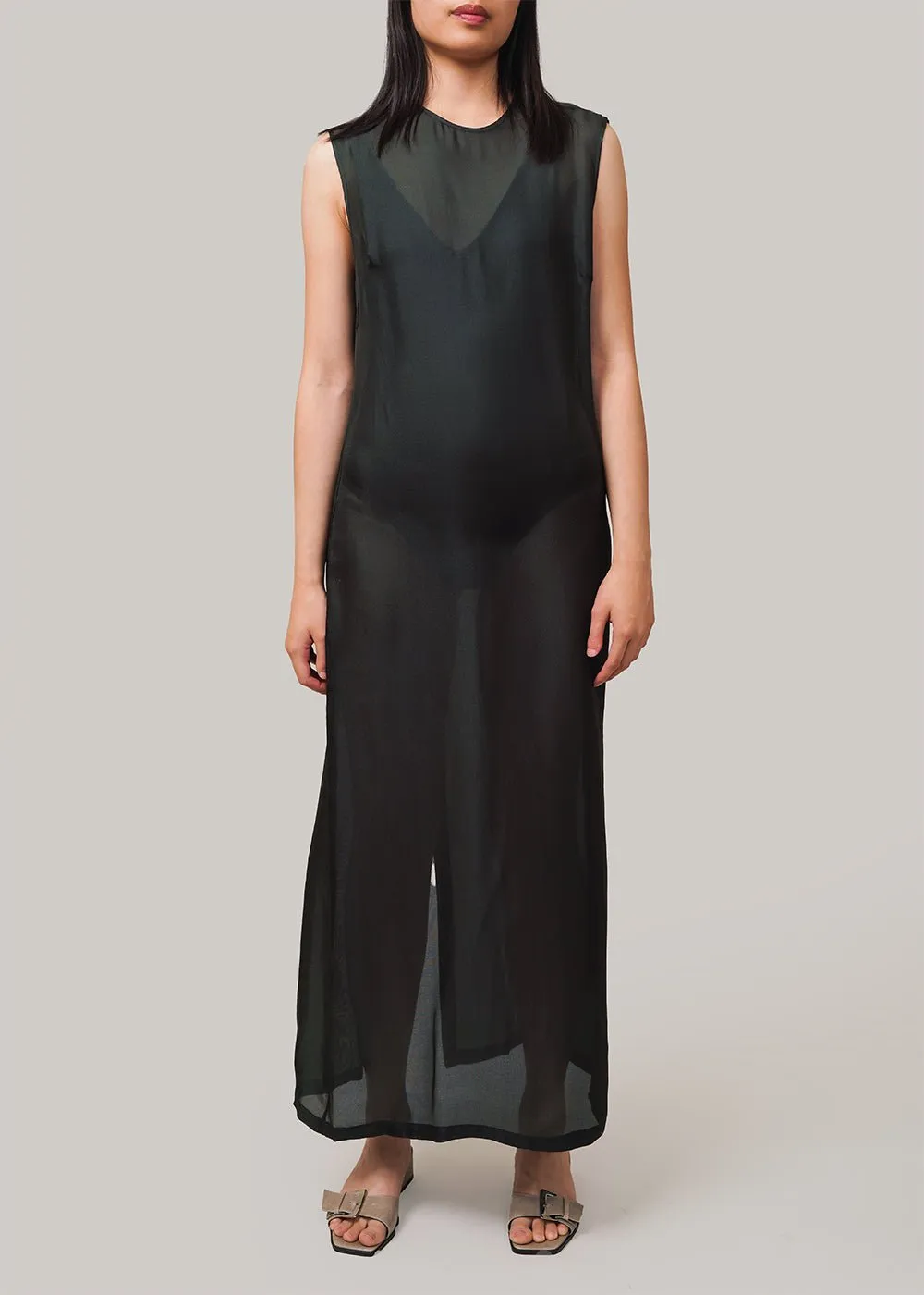 Soot Sheer Silk Gauze Dress