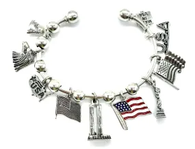 Sterling Silver USA Charm Bracelet