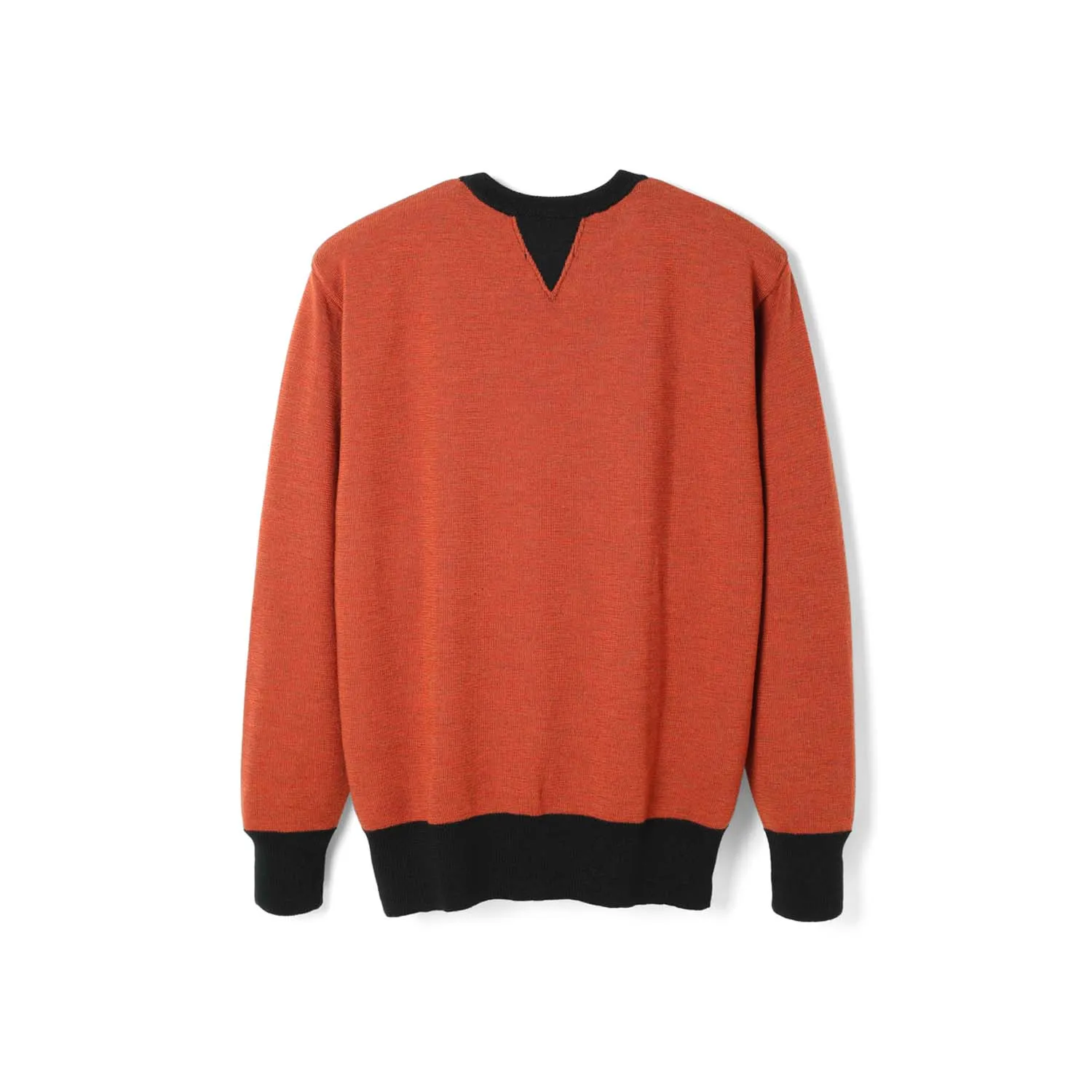 Stevenson Overall Co. V-Gusset Wool Knitted Sweat Shirt Orange FINAL SALE