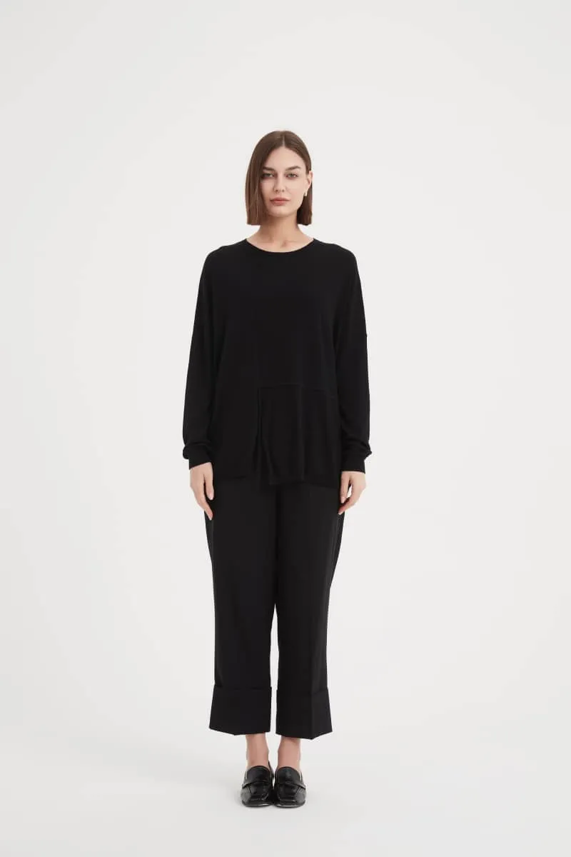 Tirelli - Split Detail Knit Top - Black