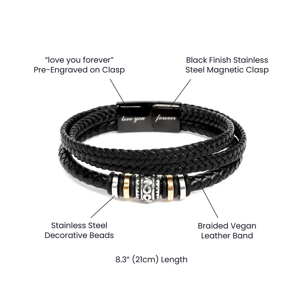 To My Man, Big Crazy Beautiful World Braided Vegan Leather Men Bracelet