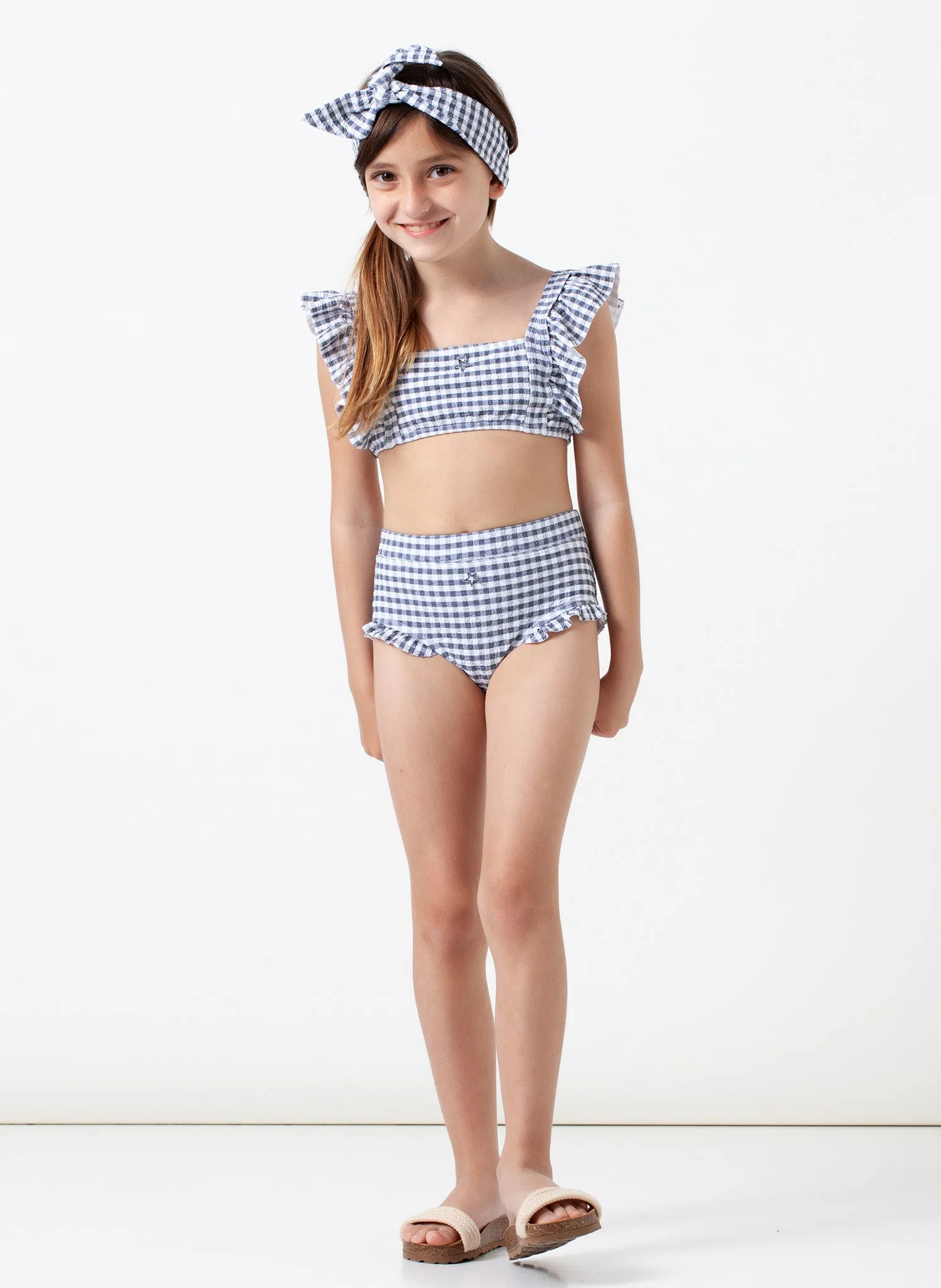 Tocoto Vintage Checked Swimwear Top