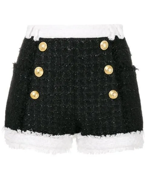 Tweed Black   White Shorts