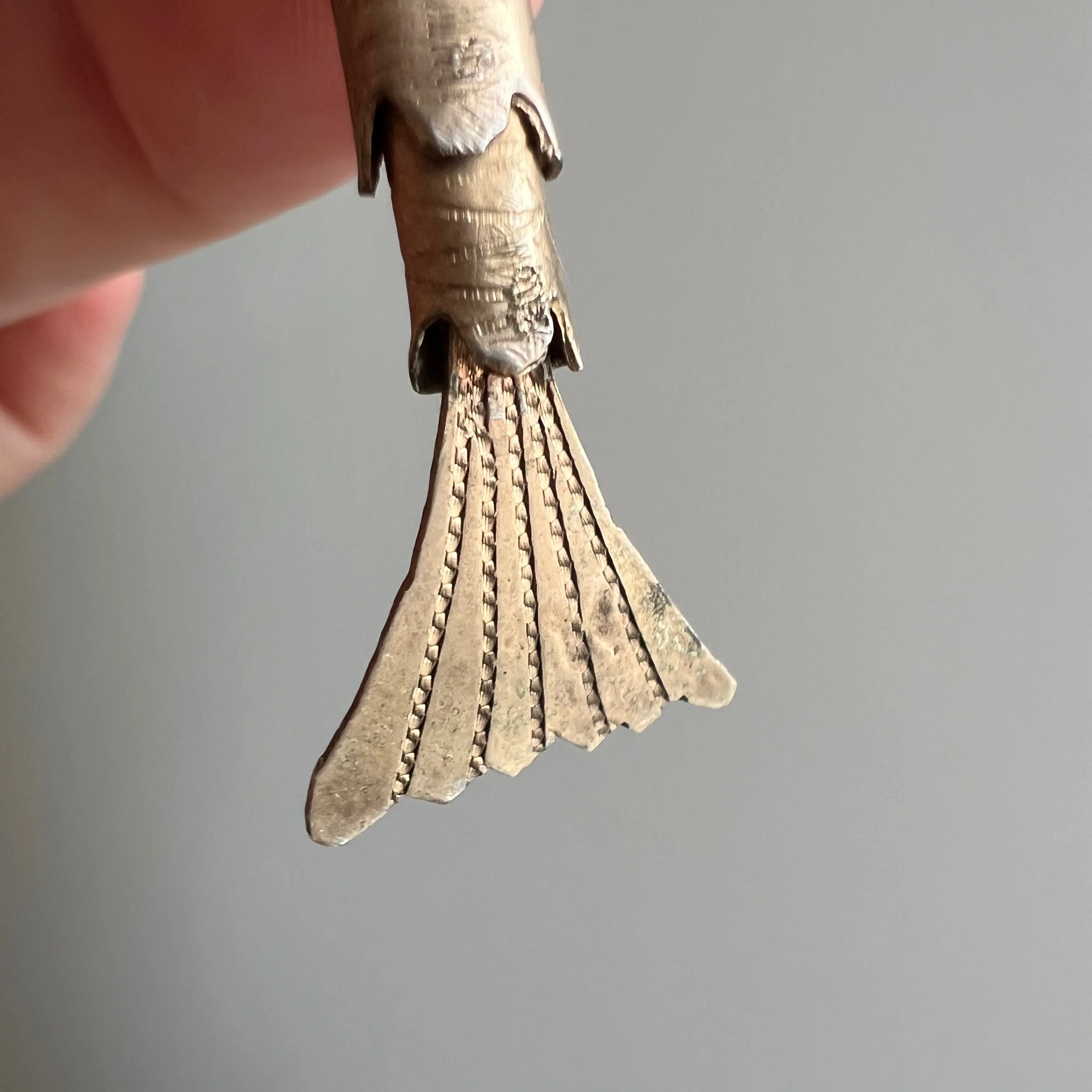 V I N T A G E // wearable catch / sterling silver articulated wiggle fish / a pendant