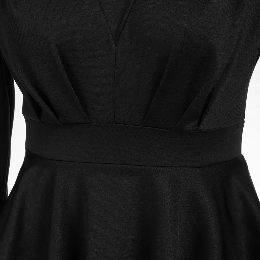 Vintage Fans Look of Peplum Bodycon Dress Long Lantern Sleeve High Neck Dress