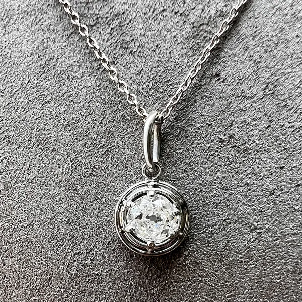 Vintage Solitaire Diamond Pendant, Old Mine 0.58ct.