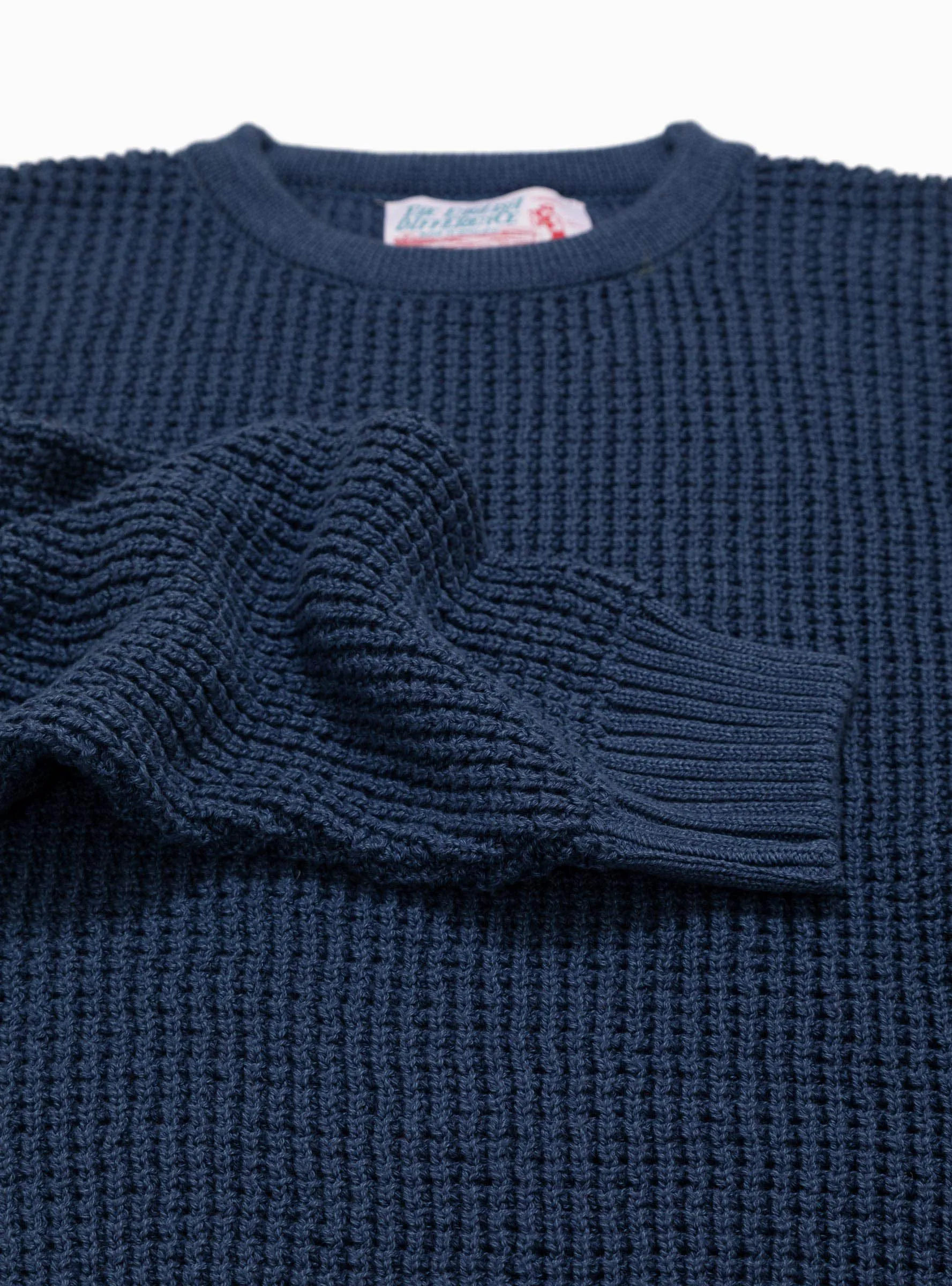 Waffle Marl Crewneck Sweater Navy