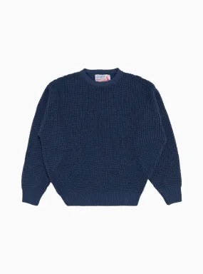 Waffle Marl Crewneck Sweater Navy