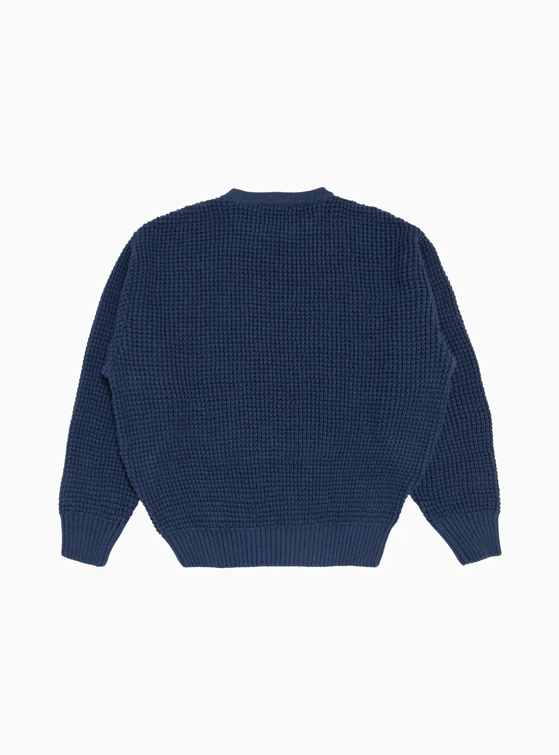 Waffle Marl Crewneck Sweater Navy