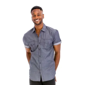 WEIV Dark Denim Two Pocket Button Down Shirt