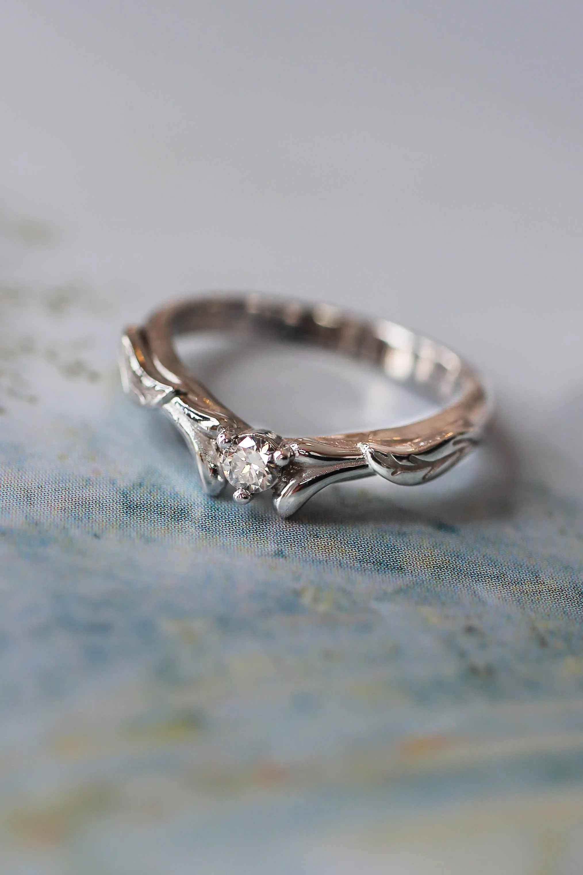 Wisteria | matching wedding band with diamond