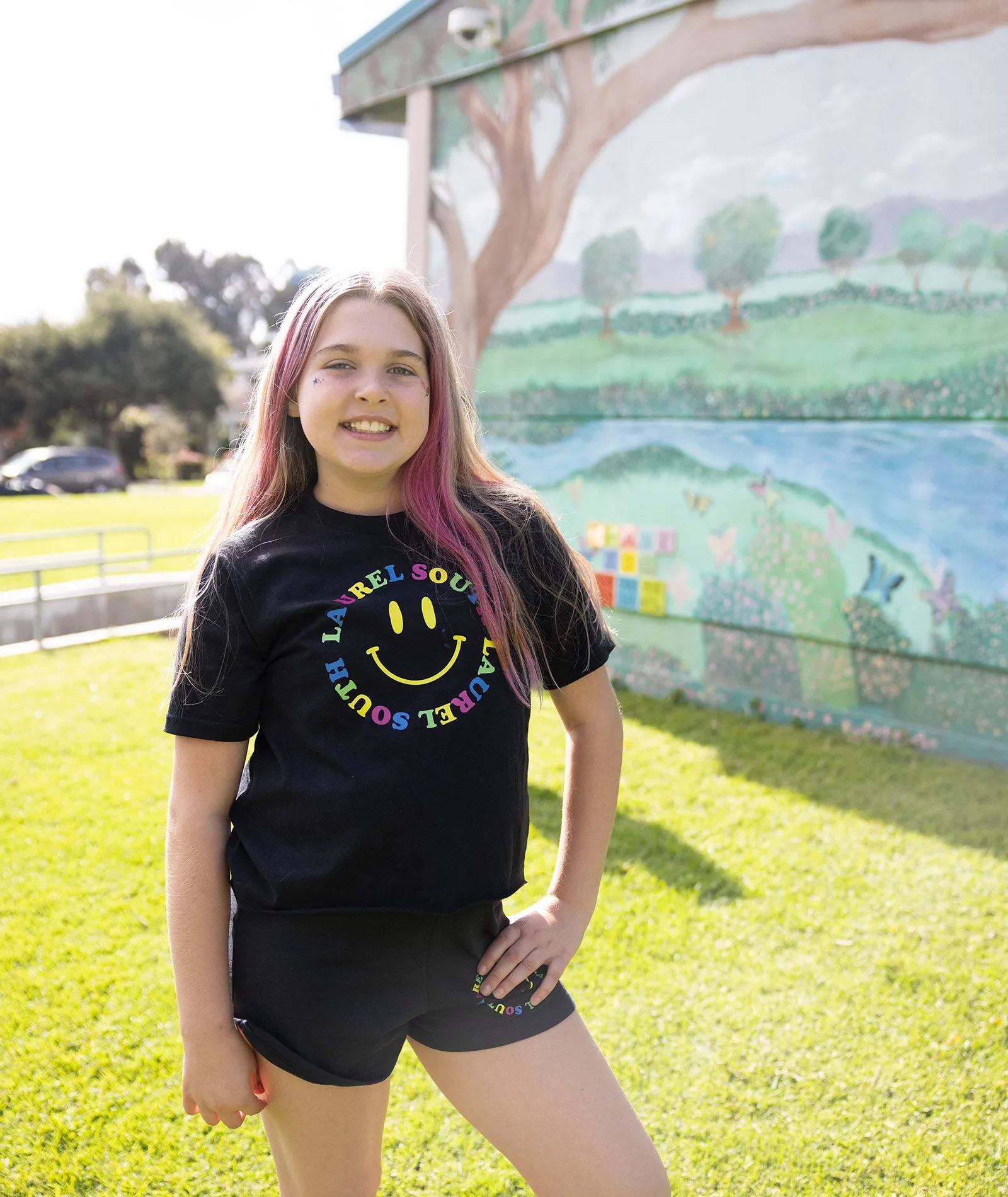 Wordy Smiley Black Camp Tee