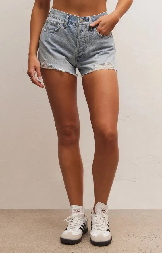 Z Supply Classic Hi-Rise Shorts in Sun Bleached Denim